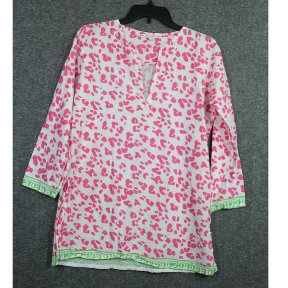 Barbara Gerwit Tunic Top Size Small Pink V neck Popover Lightweight - Picture 1 of 6